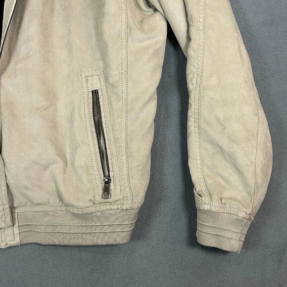 Zara Man Jacket Mens Size XL Beige Bomber Jacket Zipper Pocket Mesh Interior - Picture 4 of 10